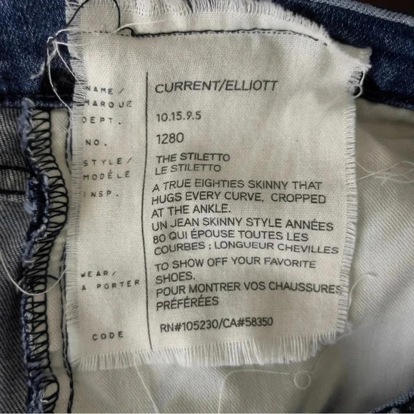 Current/Elliott Stiletto  Flocked Dot Skinny Ankle Blue Jeans Size 28 - Picture 12 of 12